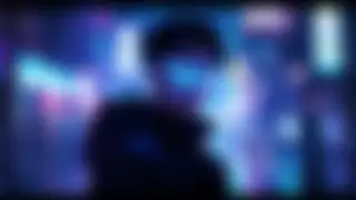 Boy with holographic glasses in rain — Cyberpunk anime wallpaper