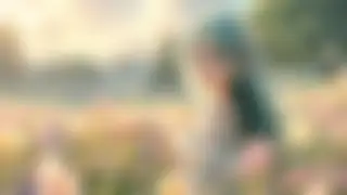 Elf girl in flower field — Pastel anime wallpaper